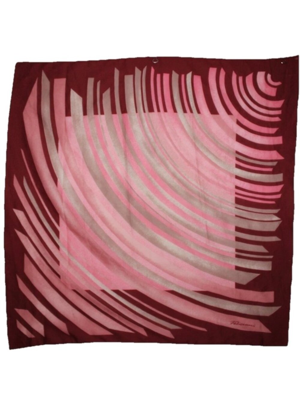 Vintage Foulard Feliciani Scarf Square Geometric Signed Pink Maroon Eurofashion
